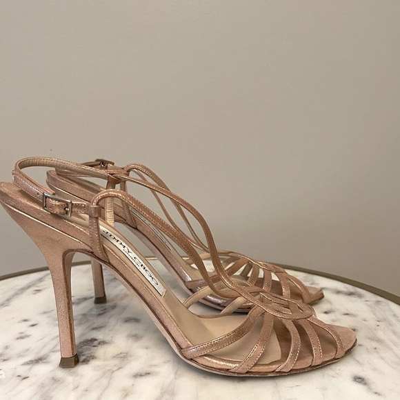 Jimmy Choo rose gold strapped high heeled sandal in size 8 - Picture 3 of 5